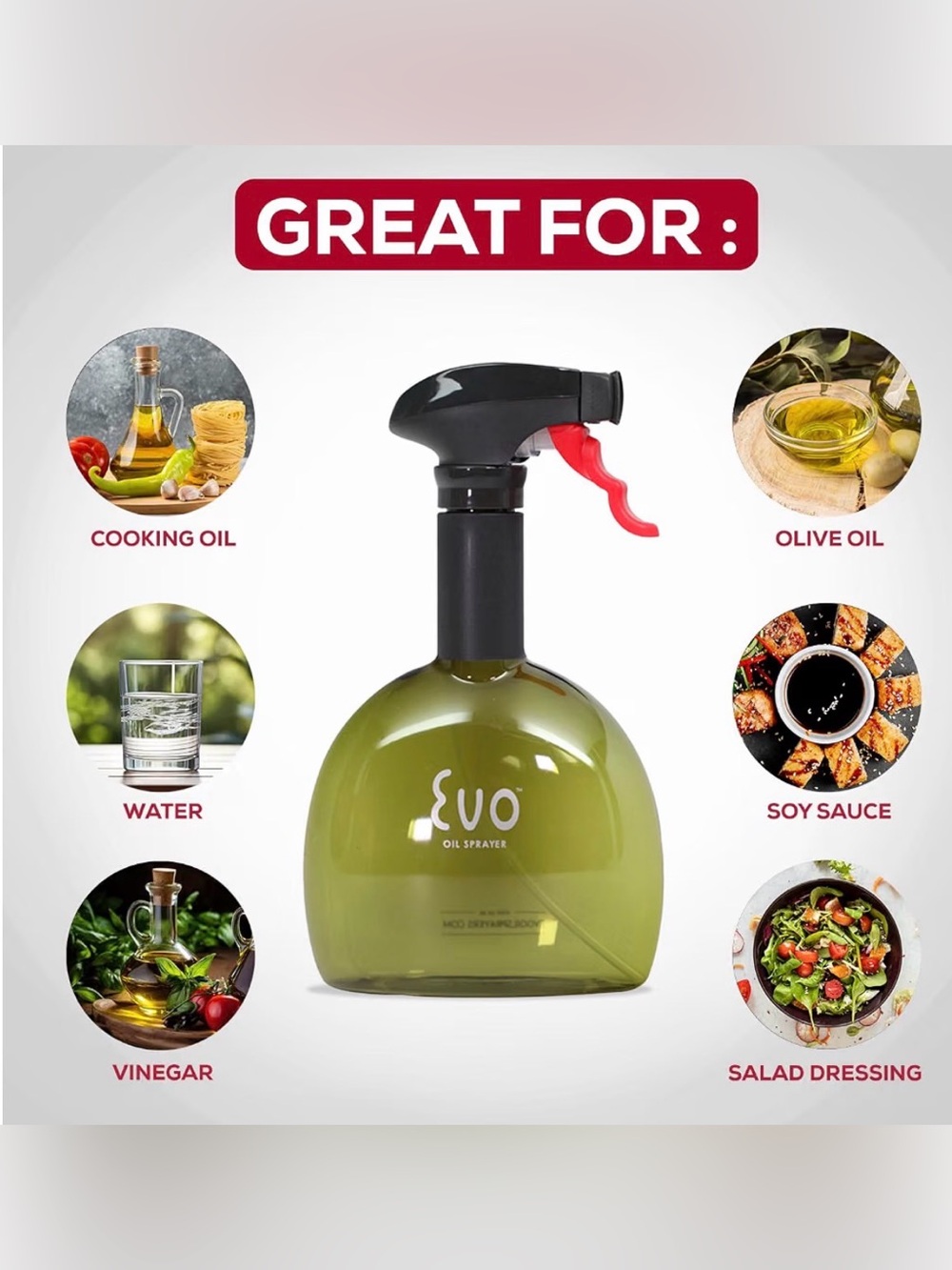 EVO Mini Oil Sprayer Green Olive Oil Mister New Gift Box Funnel Labels Complete